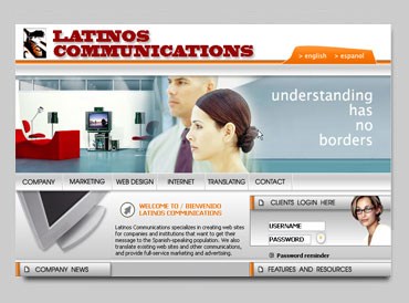 web design and copywriting 

services for Latinos Communications