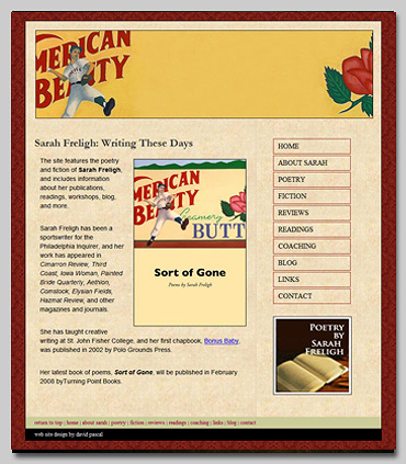 david pascal:  web 

design and copywriting services for author and journalist Sarah Freligh